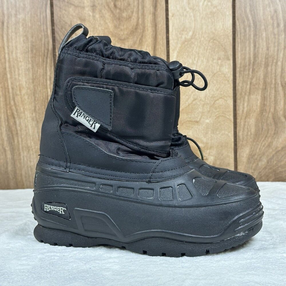 Ranger Black Insulated Winter Snow Boots Waterproof Style Pull On Kids Size 1